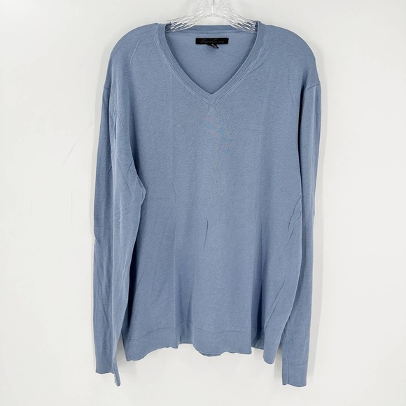 Kenneth Cole V-Neck Silk Blend Knit Top Blue READ DESCRIPTION - Picture 1 of 10